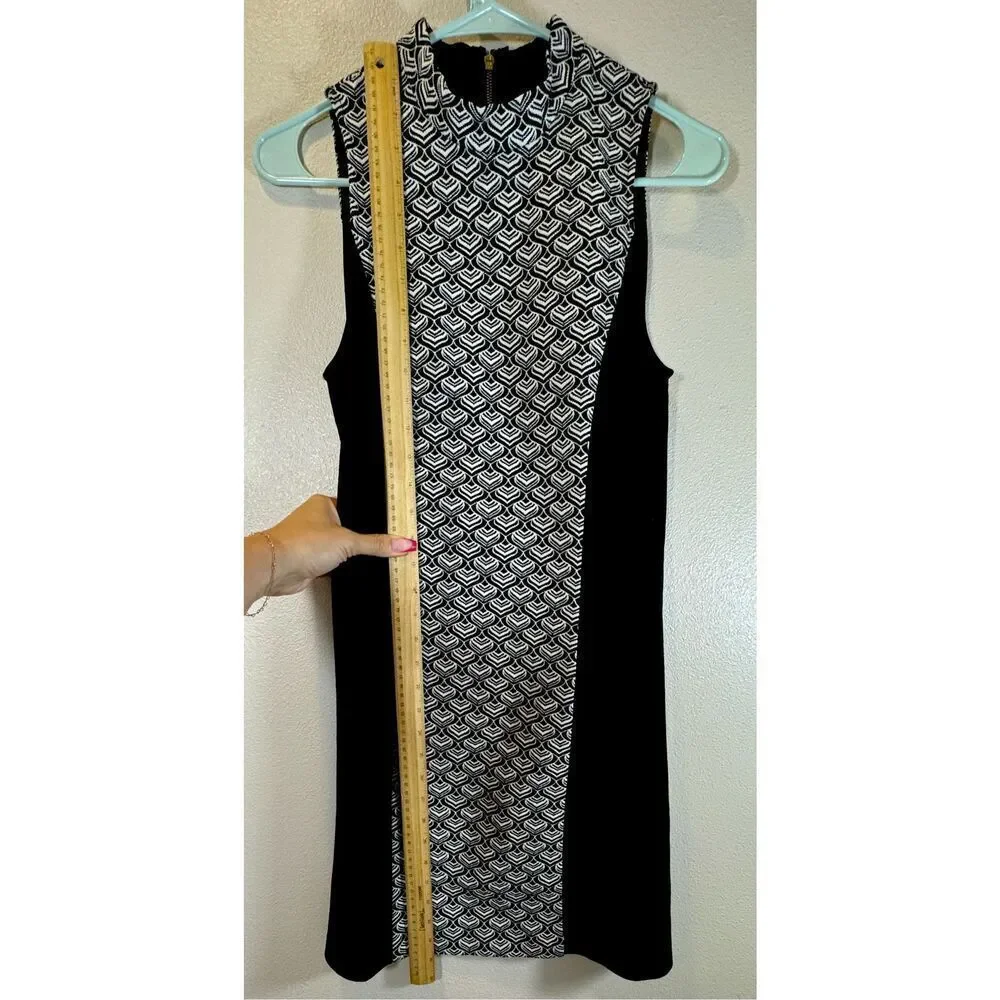 Kensie Women's Scale Brocade Mock Neck Retro Mini Shift Dress Women's XS - Picture 7 of 10